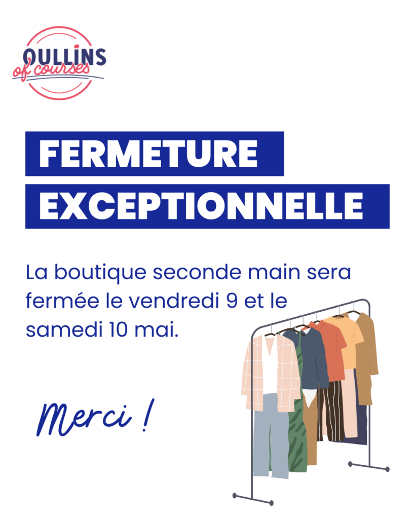 Fermeture exceptionnelle boutique seconde main